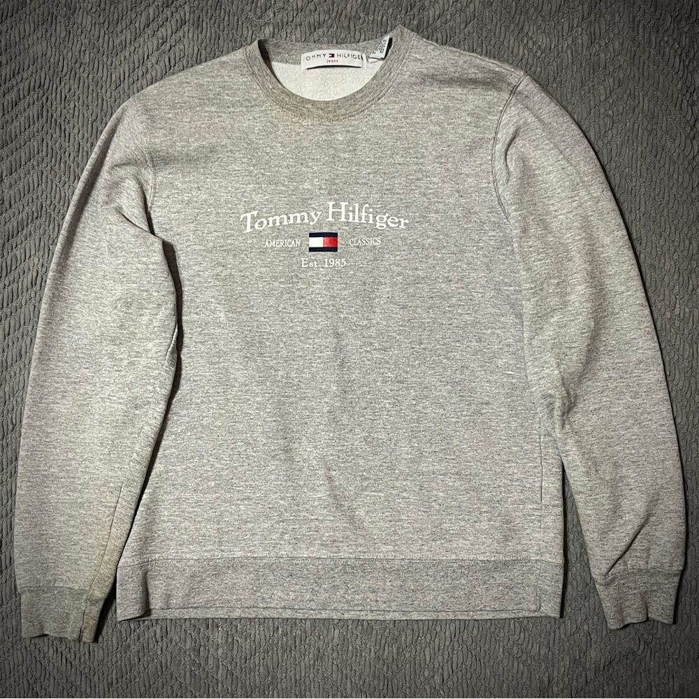 Tommy Hilfiger Vintage Gray Crewneck Pullover Sweatshirt Y2K